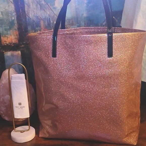 OMG! Kate Spade PINK ROSE Gold SPARKLE ✨️Tote Bag - Picture 10 of 13